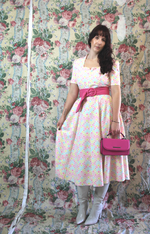 Rent 50's Style Midi Dress in pastel print, made at our Bristol Studio