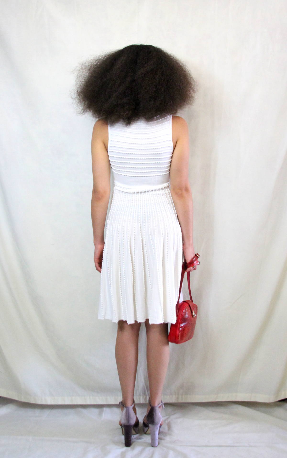 Cream Vintage 1990s midi sleeveless dress