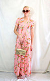 Rent pink 1970's floral maxi dress 