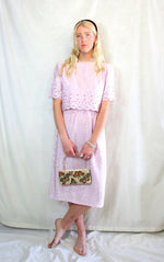 Rent vintage pastel pink tea dress with elasticated waist and top button to close