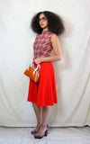 Rent Vintage 1960's mod dress with woven aztec top and bright red pleated skirt 