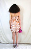Rent Vintage ASOS Style Embellished Disc Peach Pink micro strapless dress with back zip