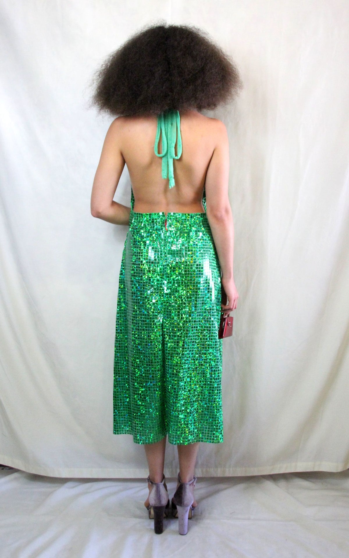 RENT Green Handmade Disco Dress