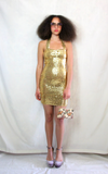 Rent Y2k vintage gold sequin mini dress