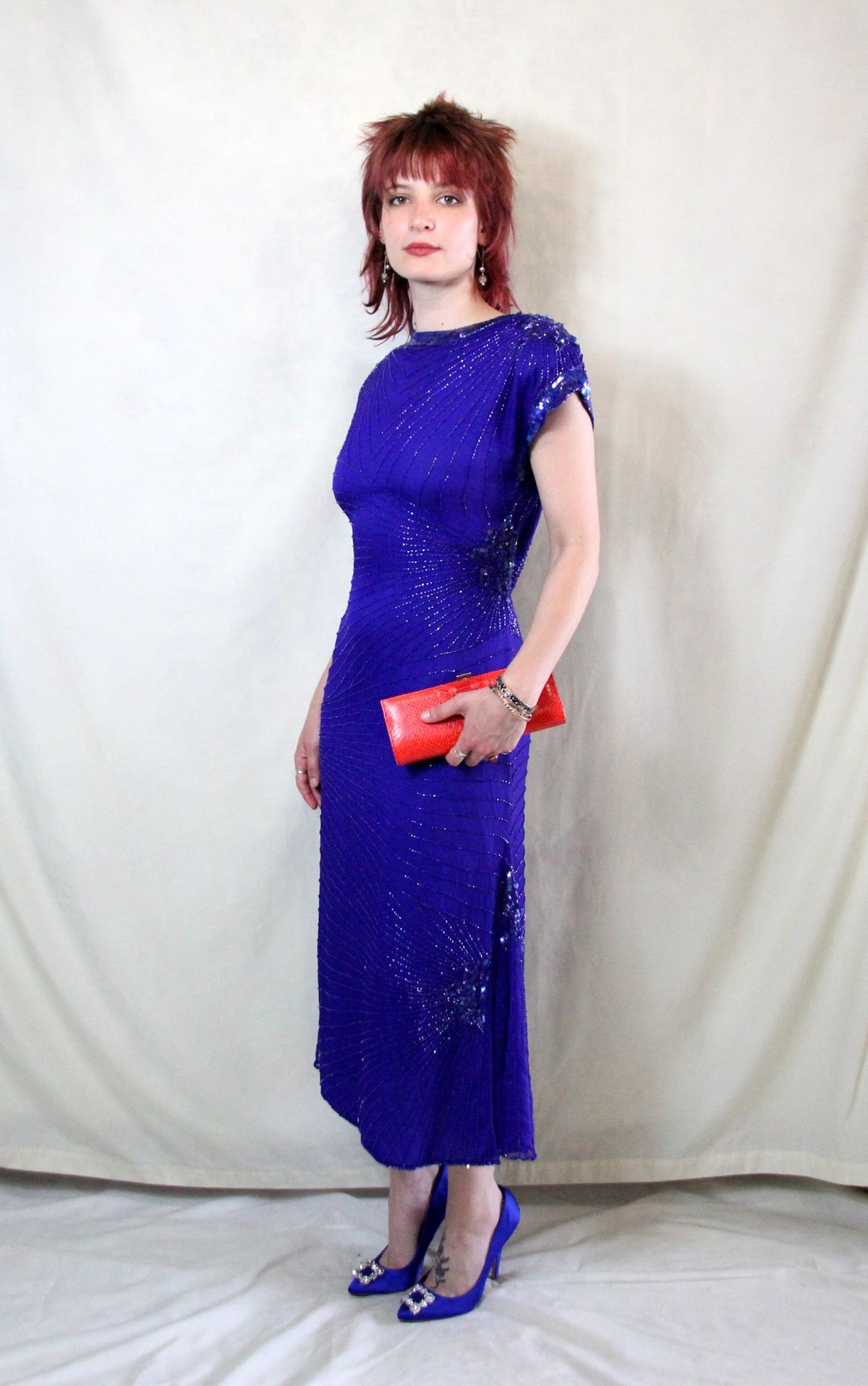 Rent cobalt blue vintage sequin Gatsby dress