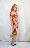 Rent 1970s Style Vintage Pencil Dress with bright floral print