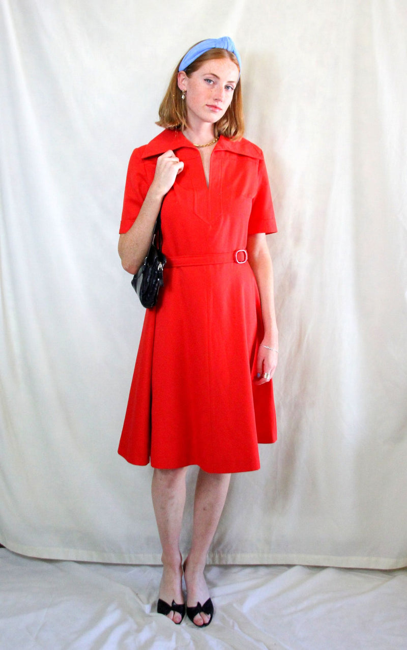 Rent Red 1970s vintage dress with matching belt
