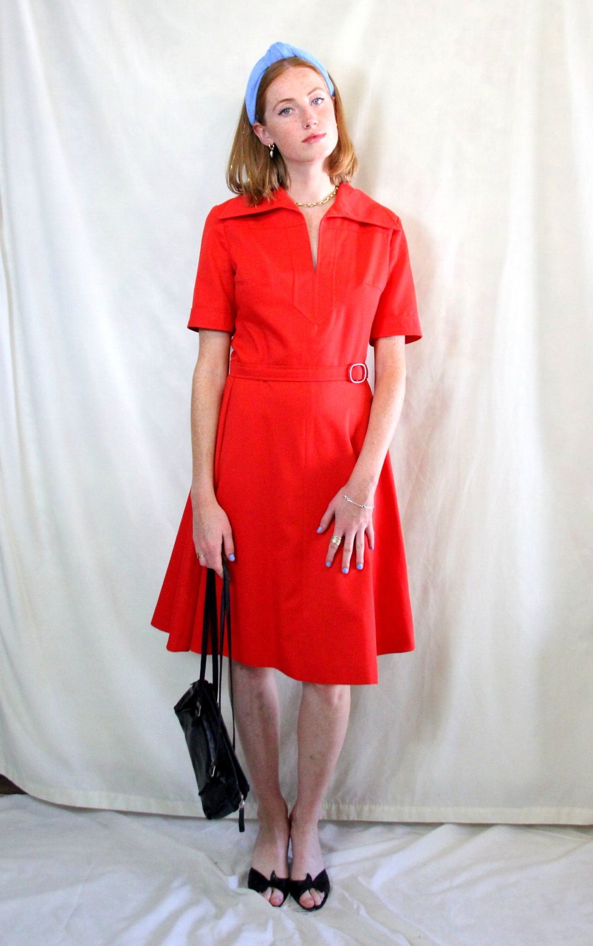 Rent Red 1970s vintage dress with matching belt