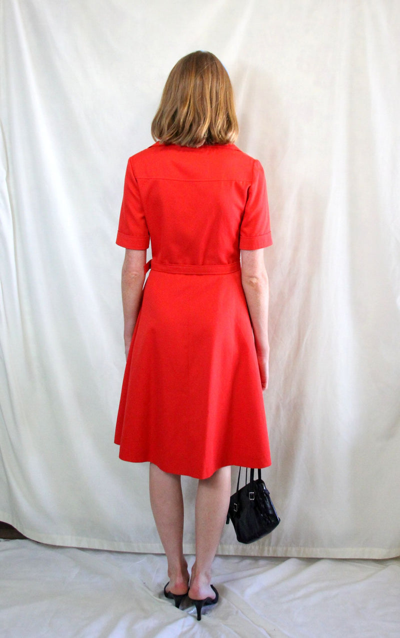 Red 1970s Vintage Dress