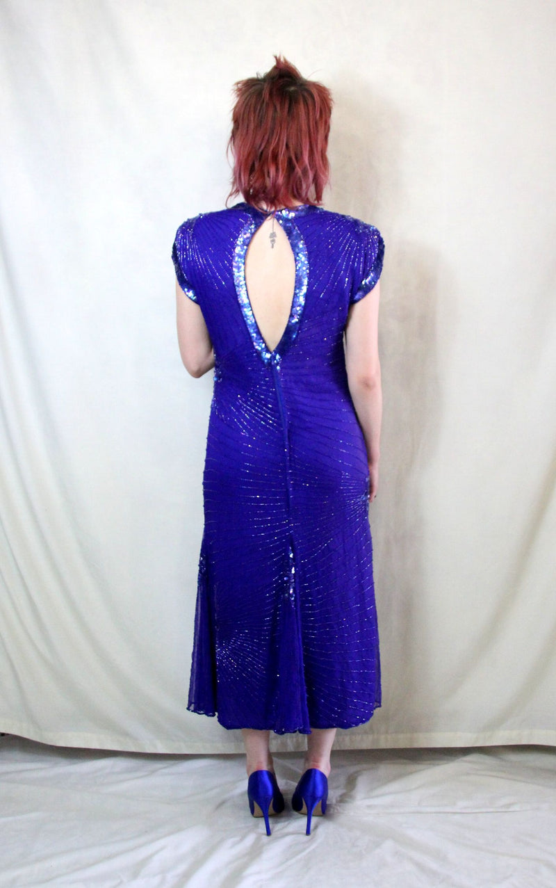 Rent cobalt blue vintage sequin Gatsby dress