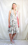 Rent upcycled floral halter neck midi dress made from vintage Sanderson curtains