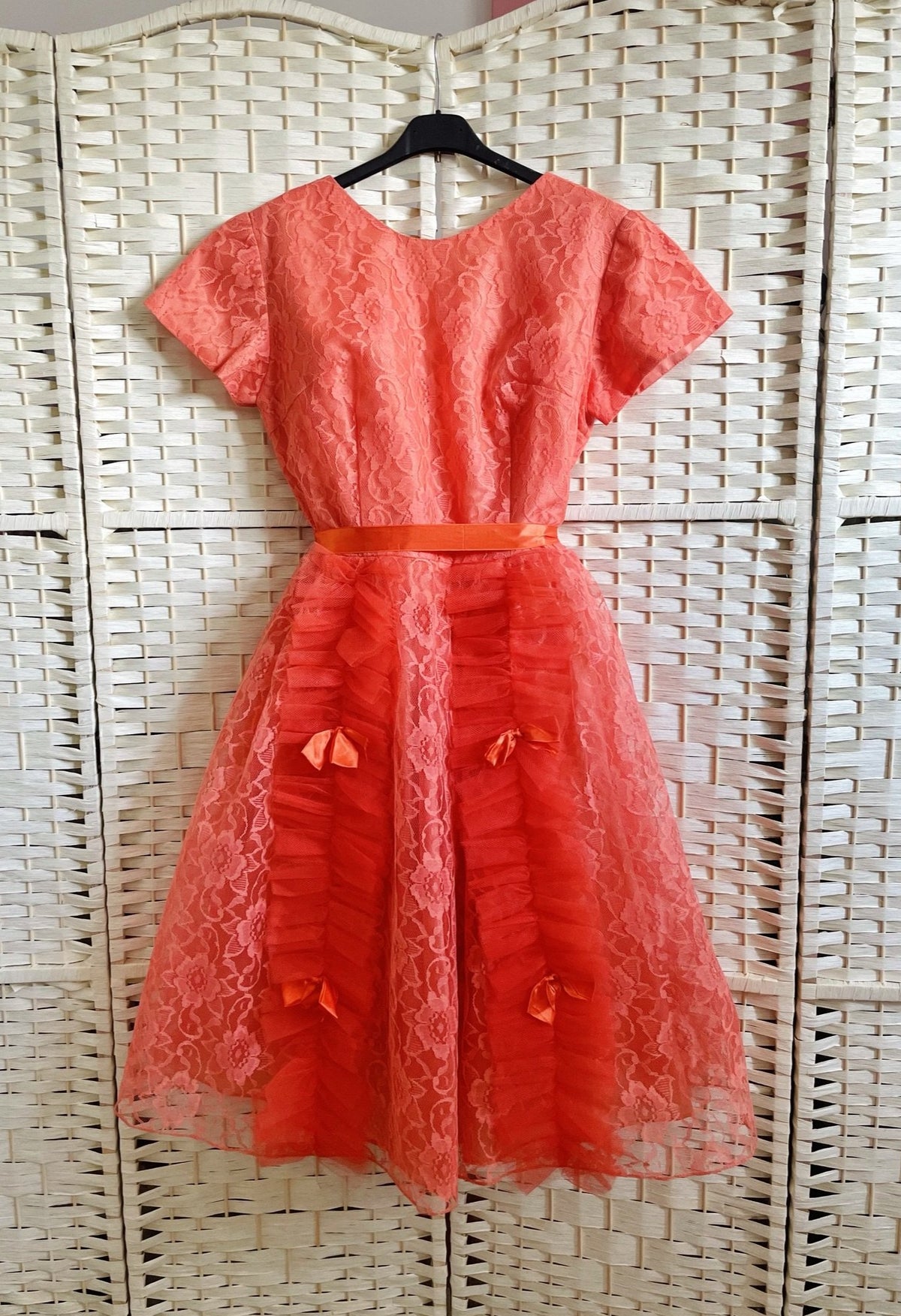 RENT Orange Vintage 1950's Prom Dress