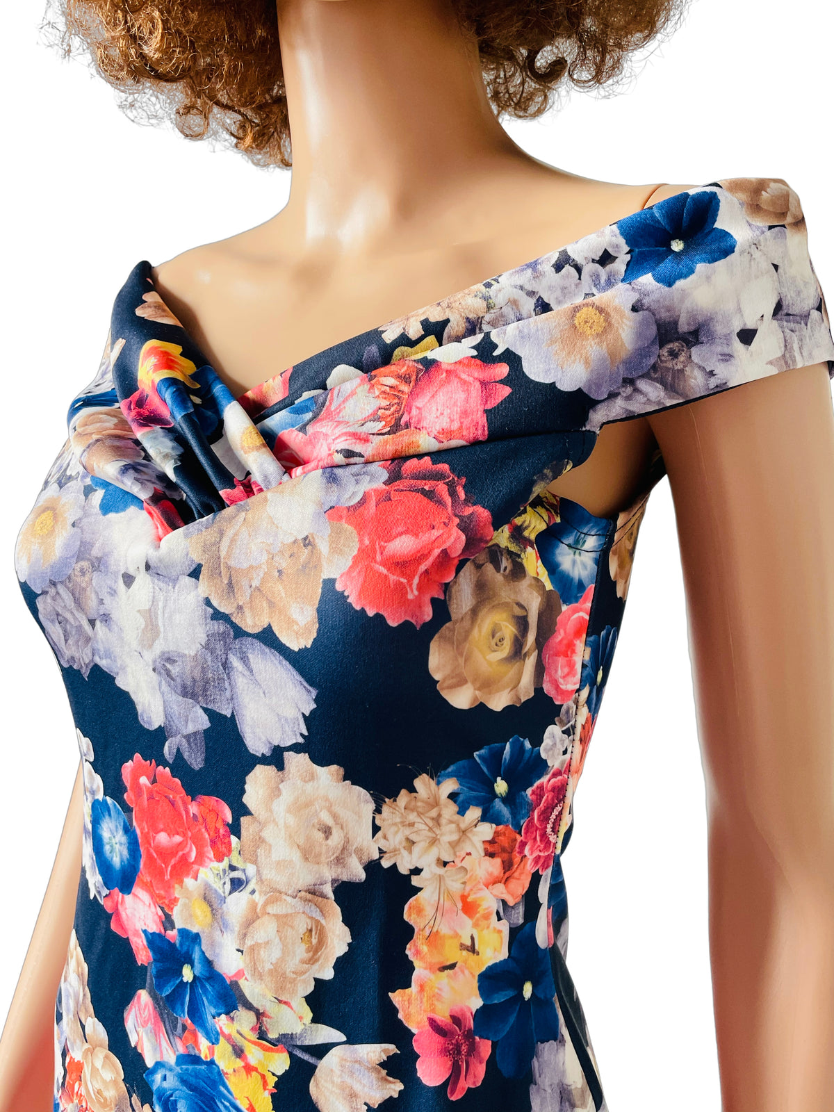 Rent floral body con bardot dress