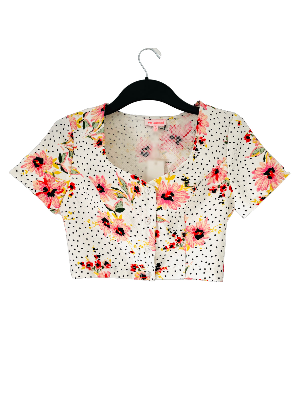 Retro Y2K Jacquard Floral Cropped Blouse