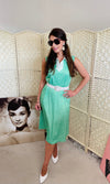 Rent Vintage and Pre-loved Dresses Rent vintage 1970's mint green and white print midi dress