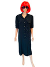 Vintage 1980s black midi shirt dress