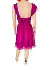 Magenta purple floaty skater dress with cross front and abstract straps