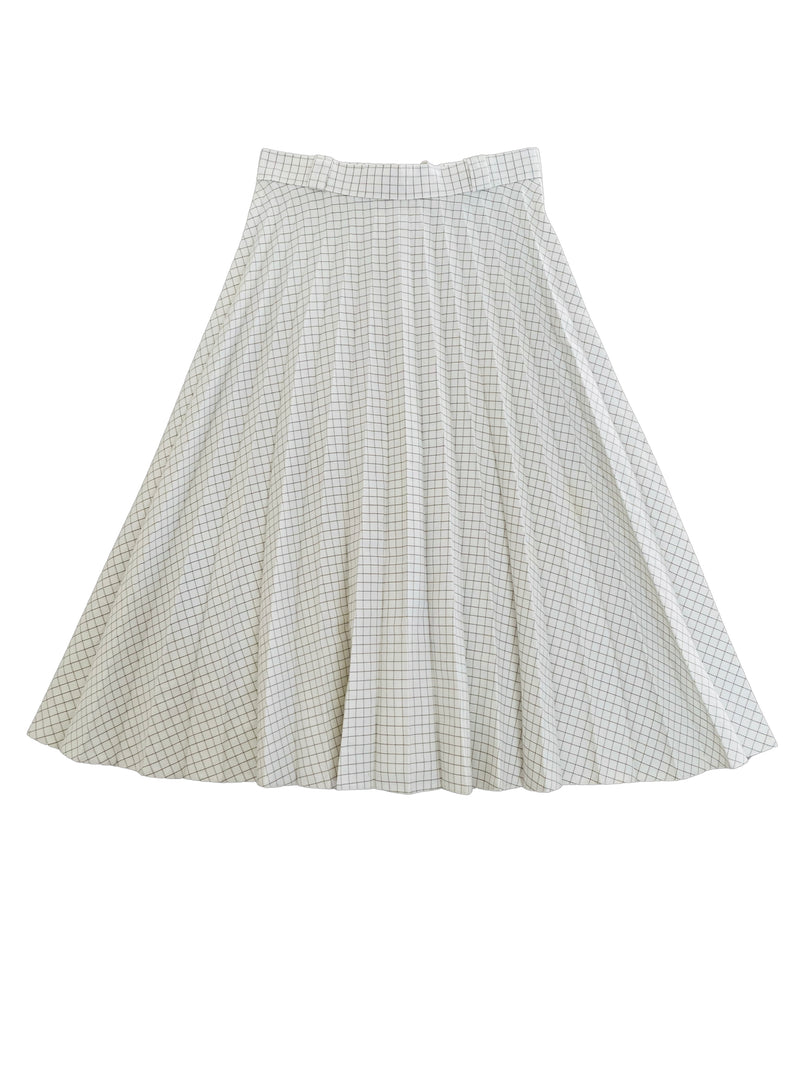 Vintage Gingham Print Pleat Skirt
