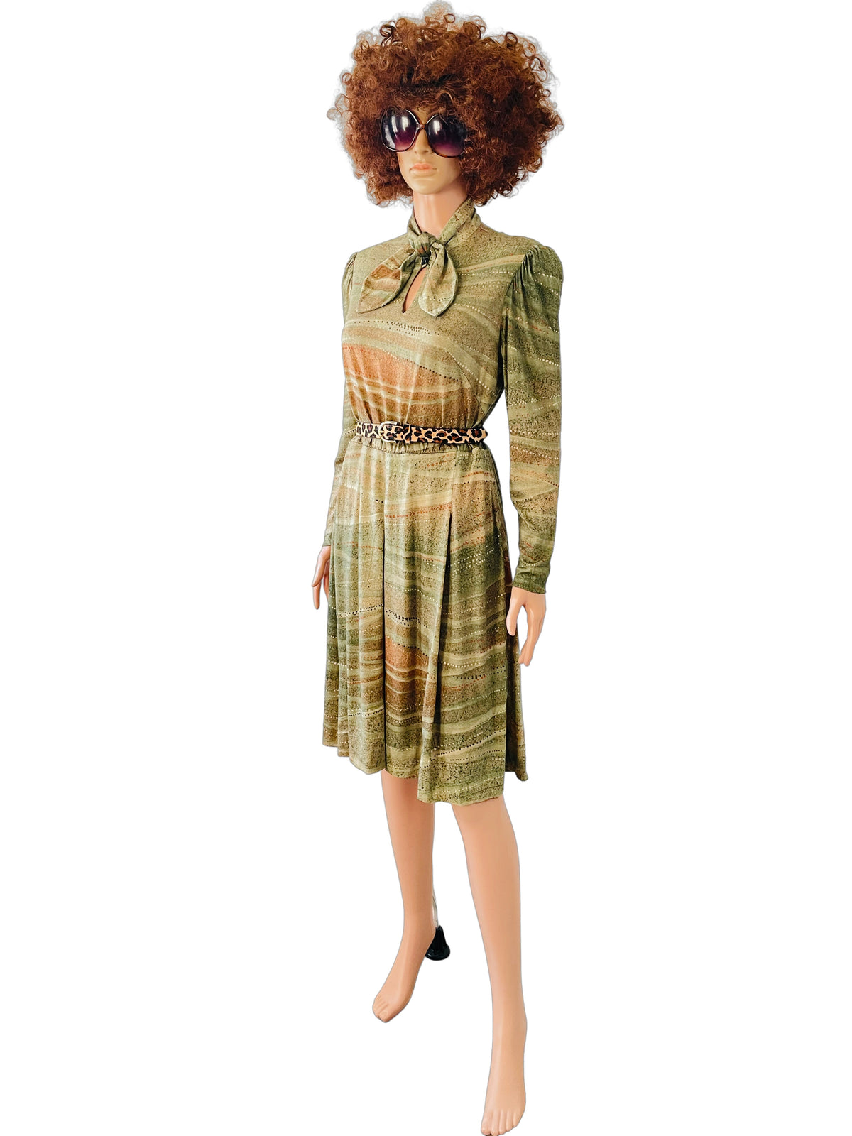 1970s Vintage patterned long-sleeved dress