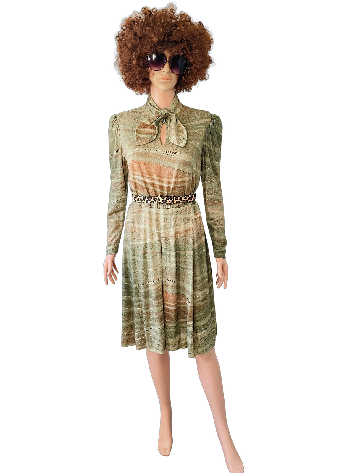 1970s Vintage patterned long-sleeved dress