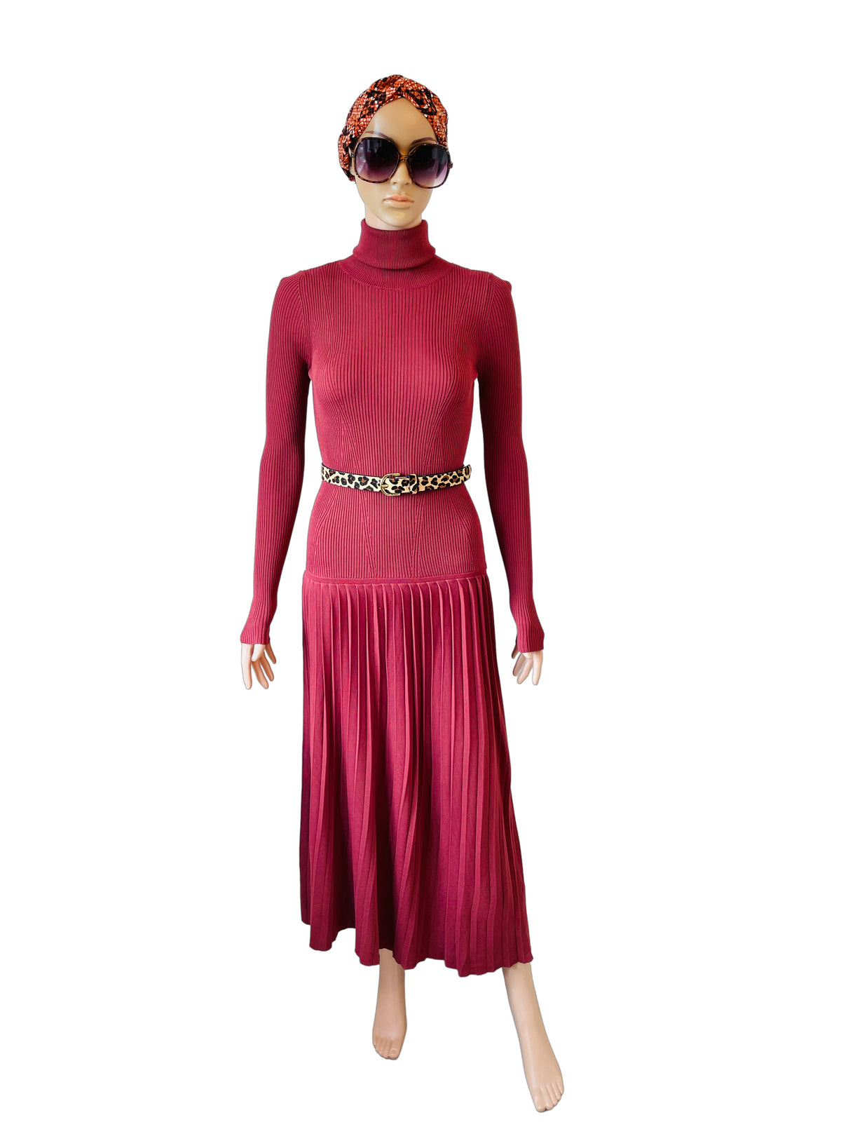 Mauve Roll Neck Maxi Jumper Dress