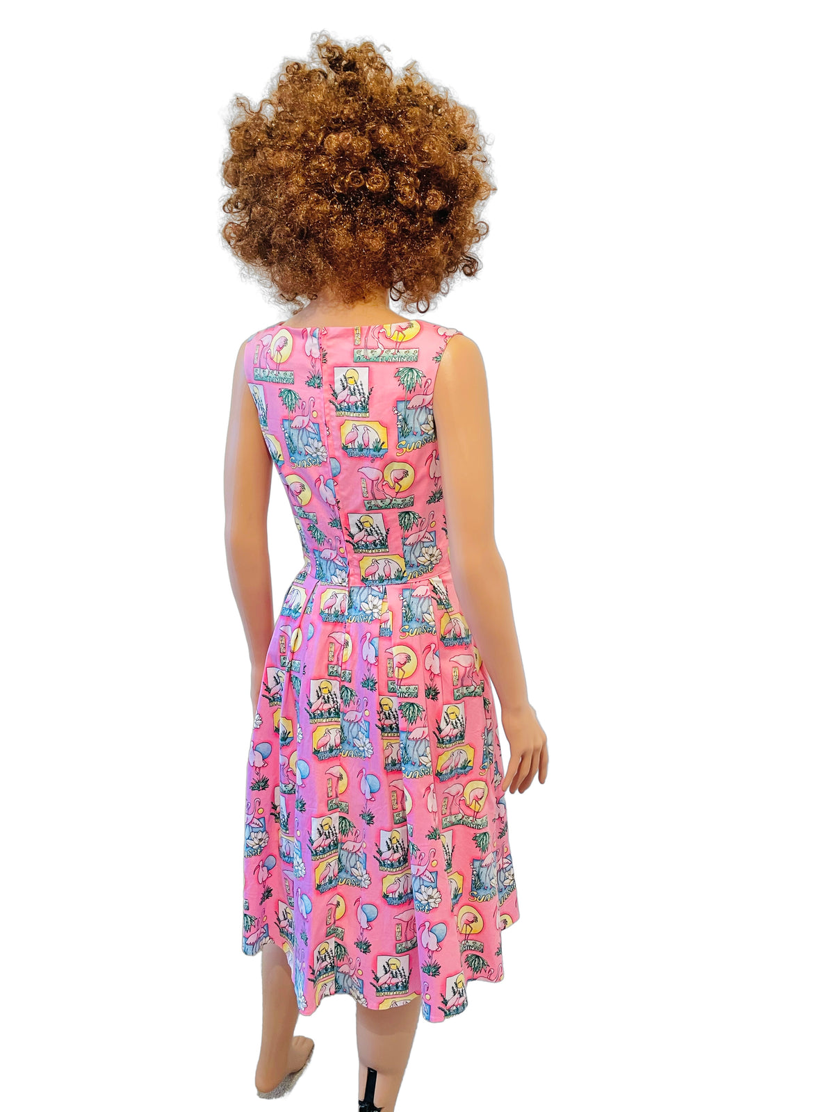 Vixen 1950s flamingo print dress