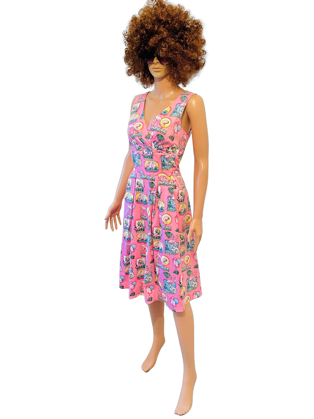 Vixen 1950s flamingo print dress