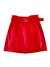 Red quilted mini skirt
