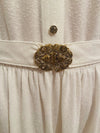 Vintage Ivory Embroidered Midi Dress Size 12