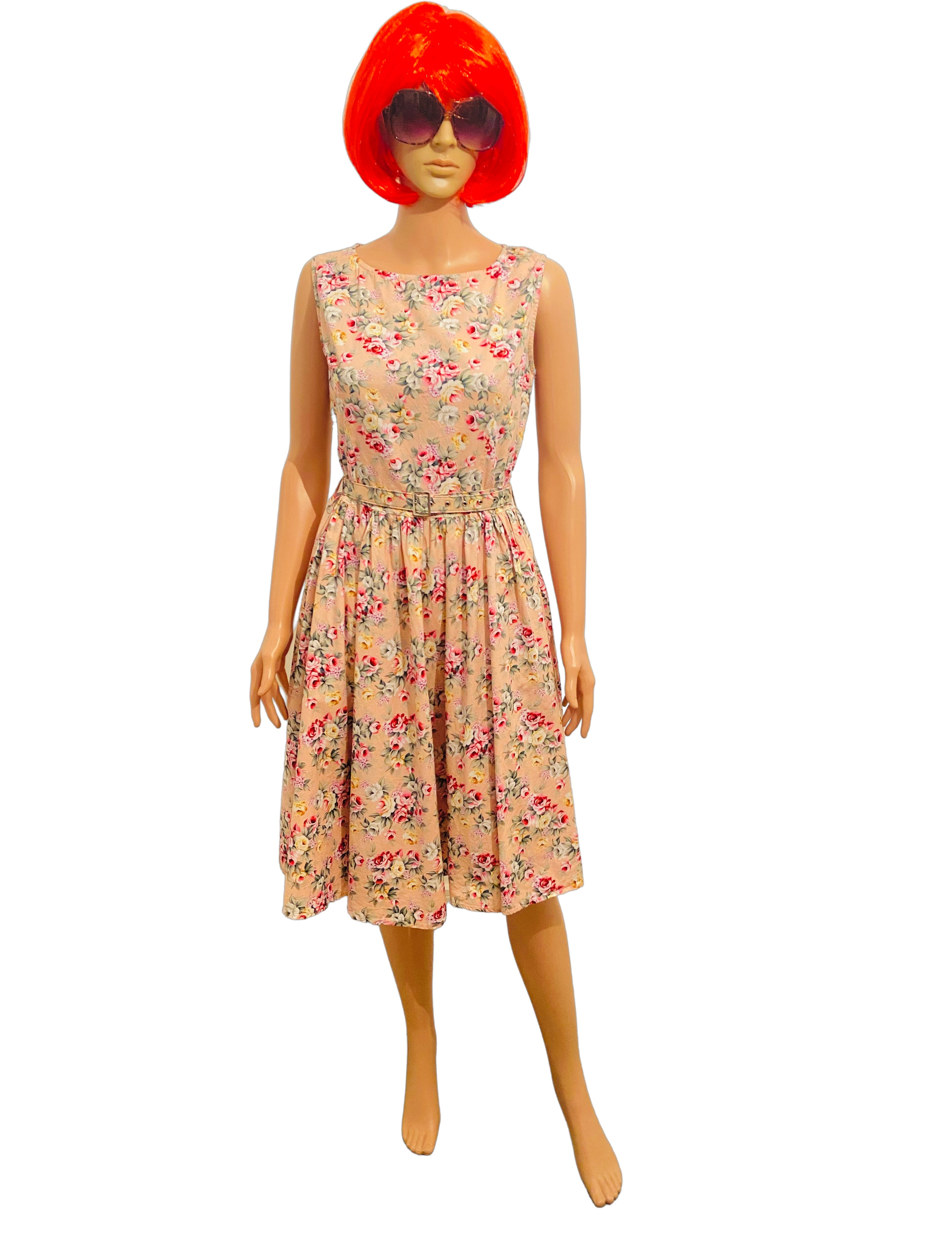 Pink 1950s Floral Tea Dress WearMyWardrobeOut