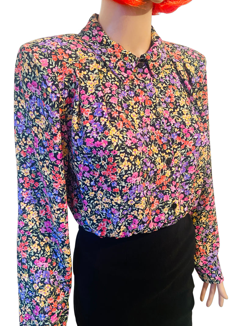 1980's Style Floral Blouse Size 10
