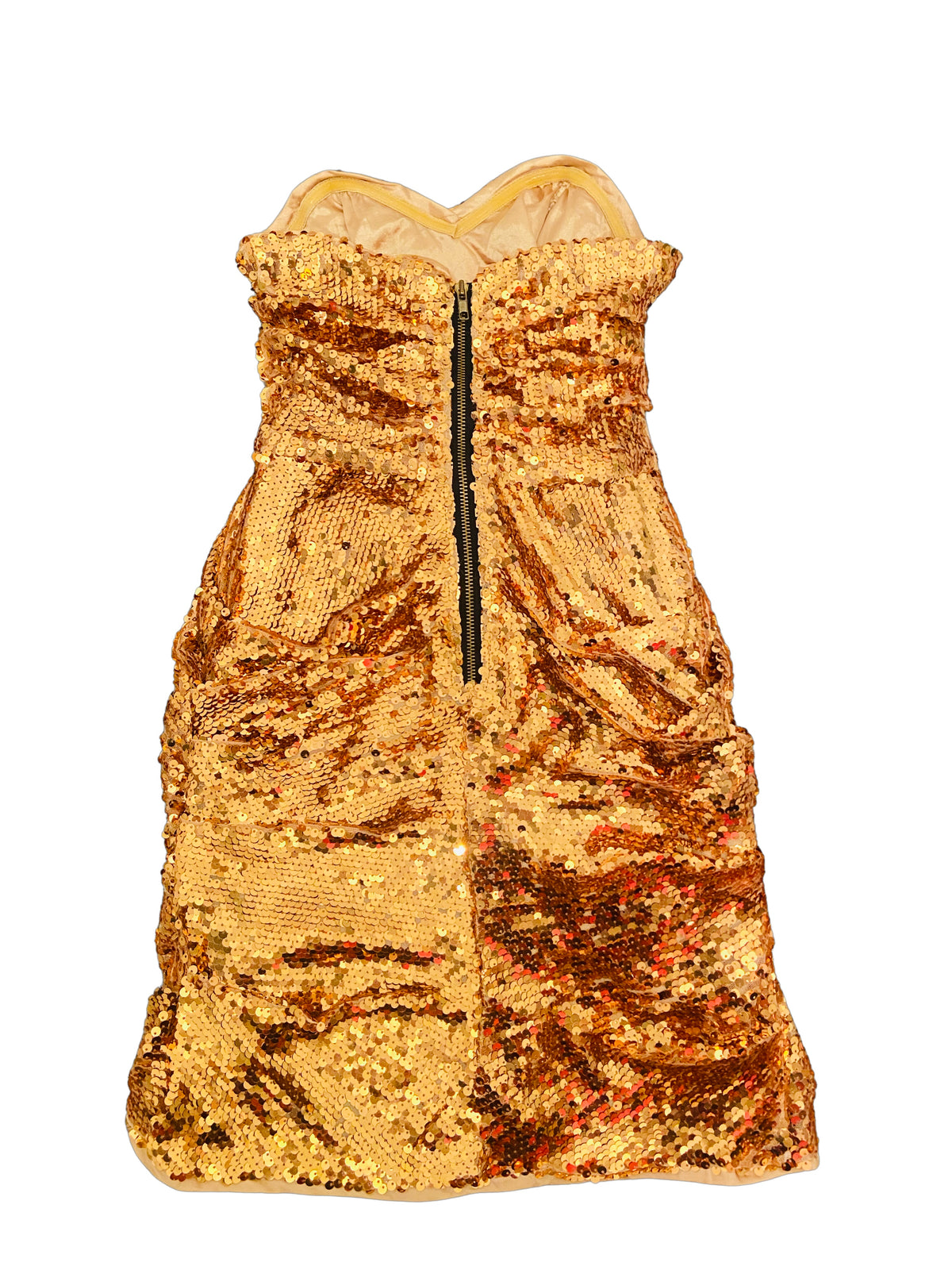 RENT Petite Vintage Gold Sequin Strapless Micro Dress