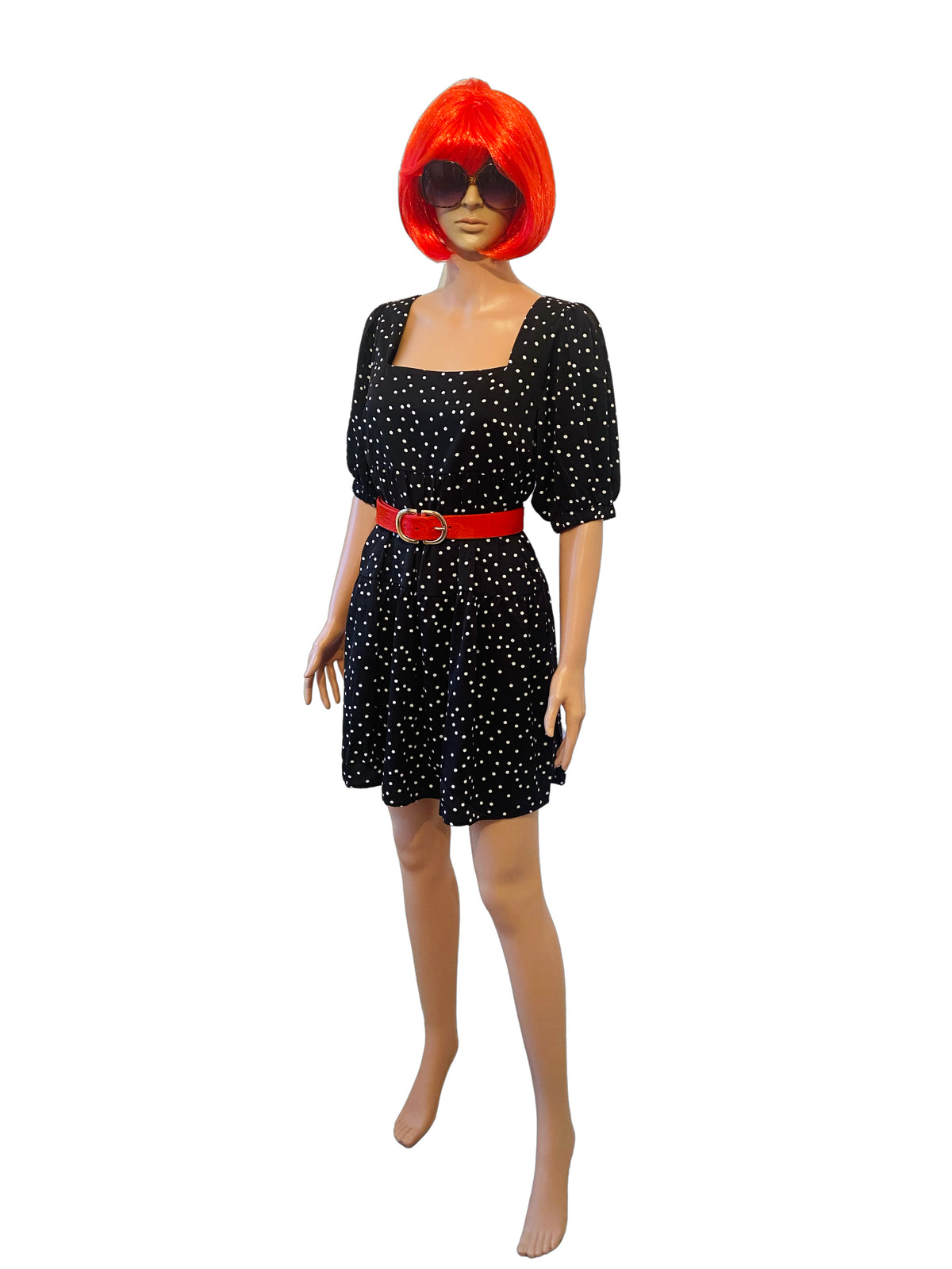 Smock Dress in Black and White Polka Dot