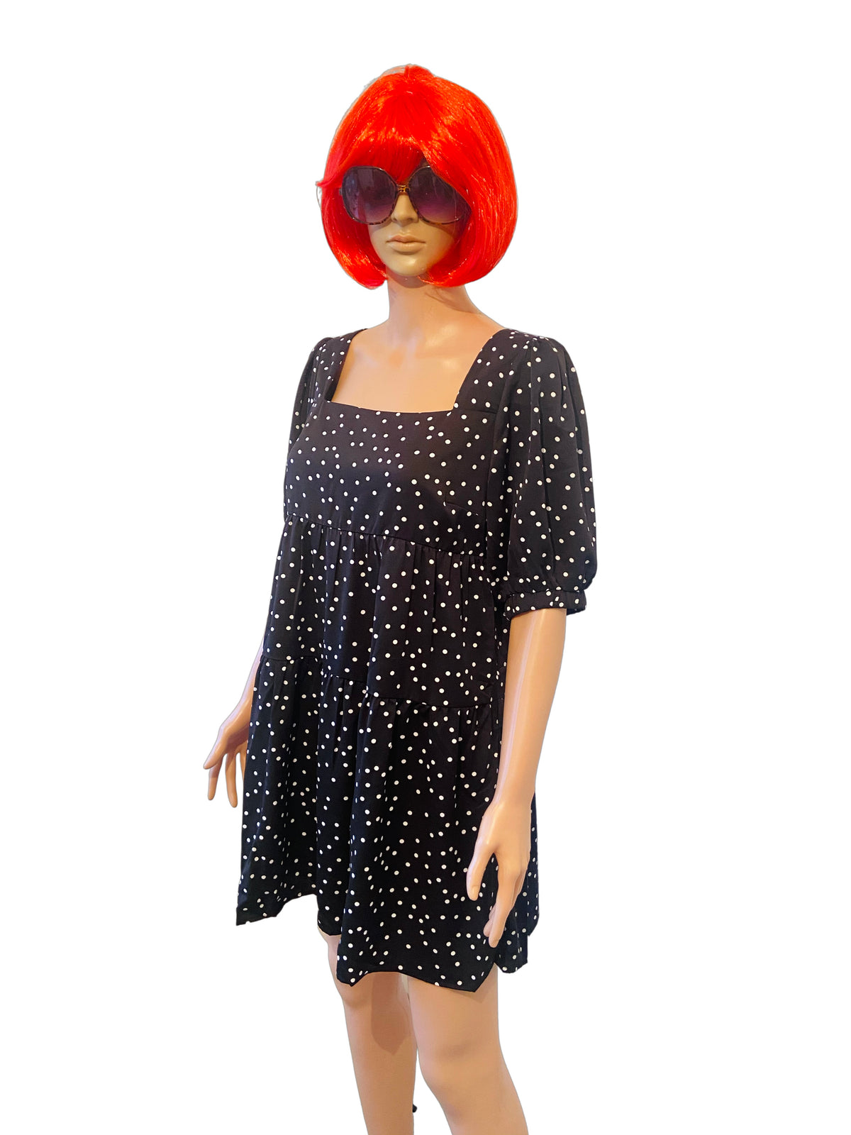 Smock Dress in Black and White Polka Dot