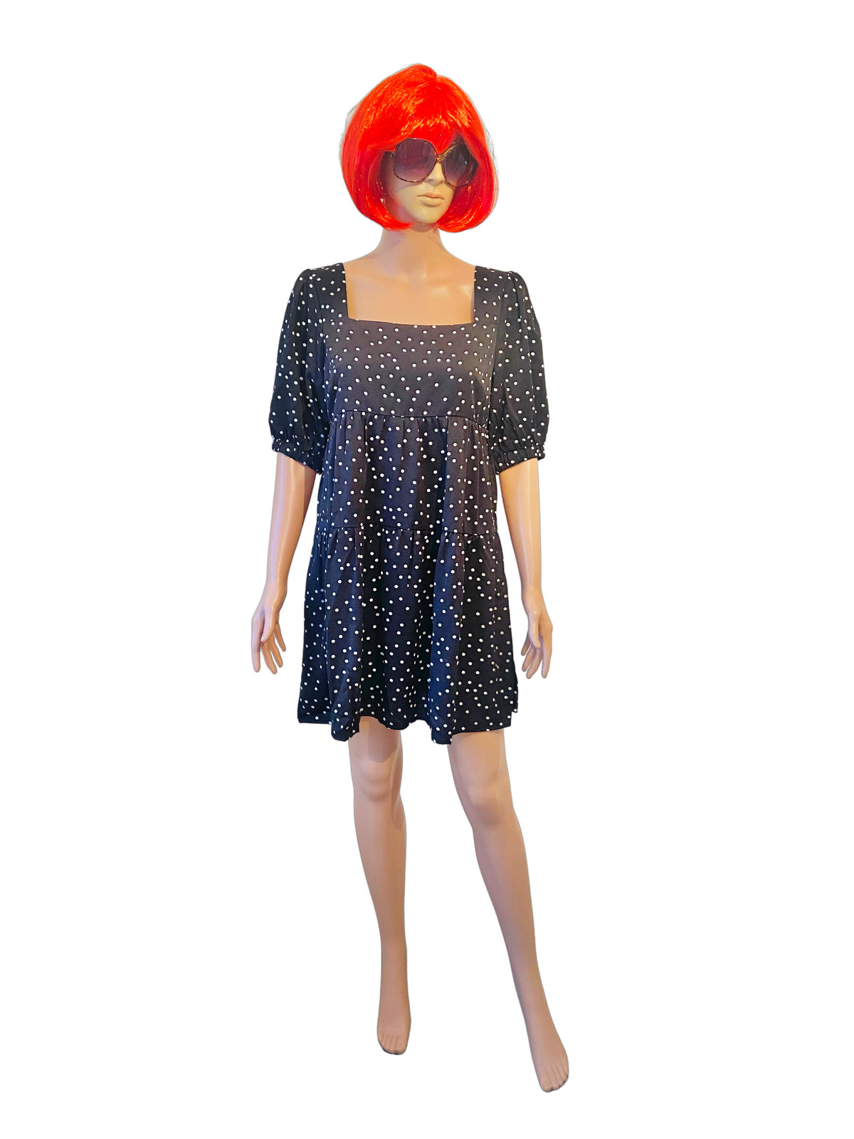 Smock Dress in Black and White Polka Dot