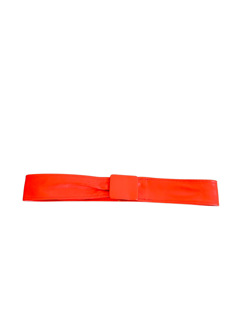 Vintage Bright Red Leather Waist Belt