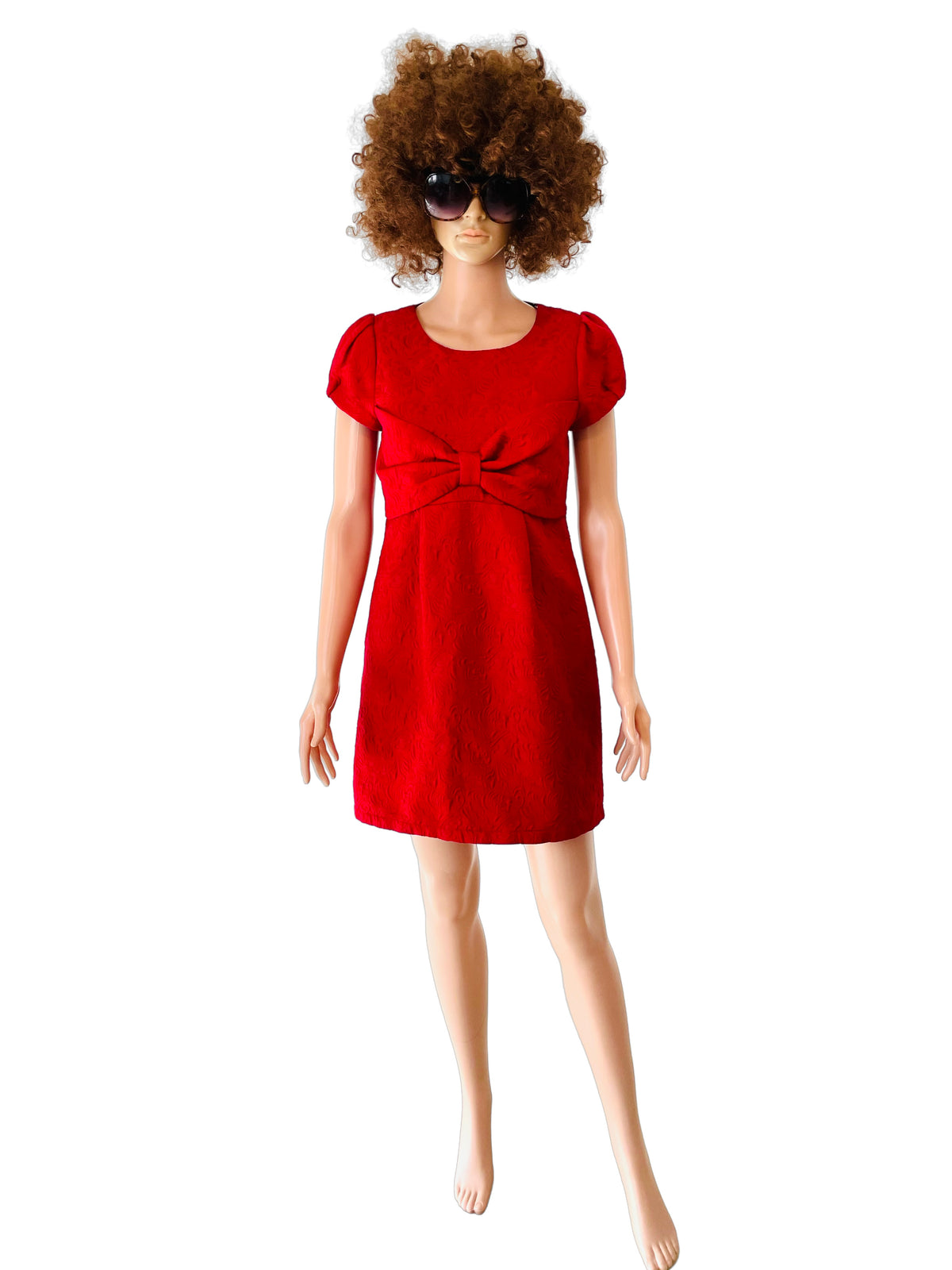 Red Jacquard 1960's Style Mini Dress