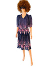 Rent Vintage Purple Floral Midi Dress Size 14