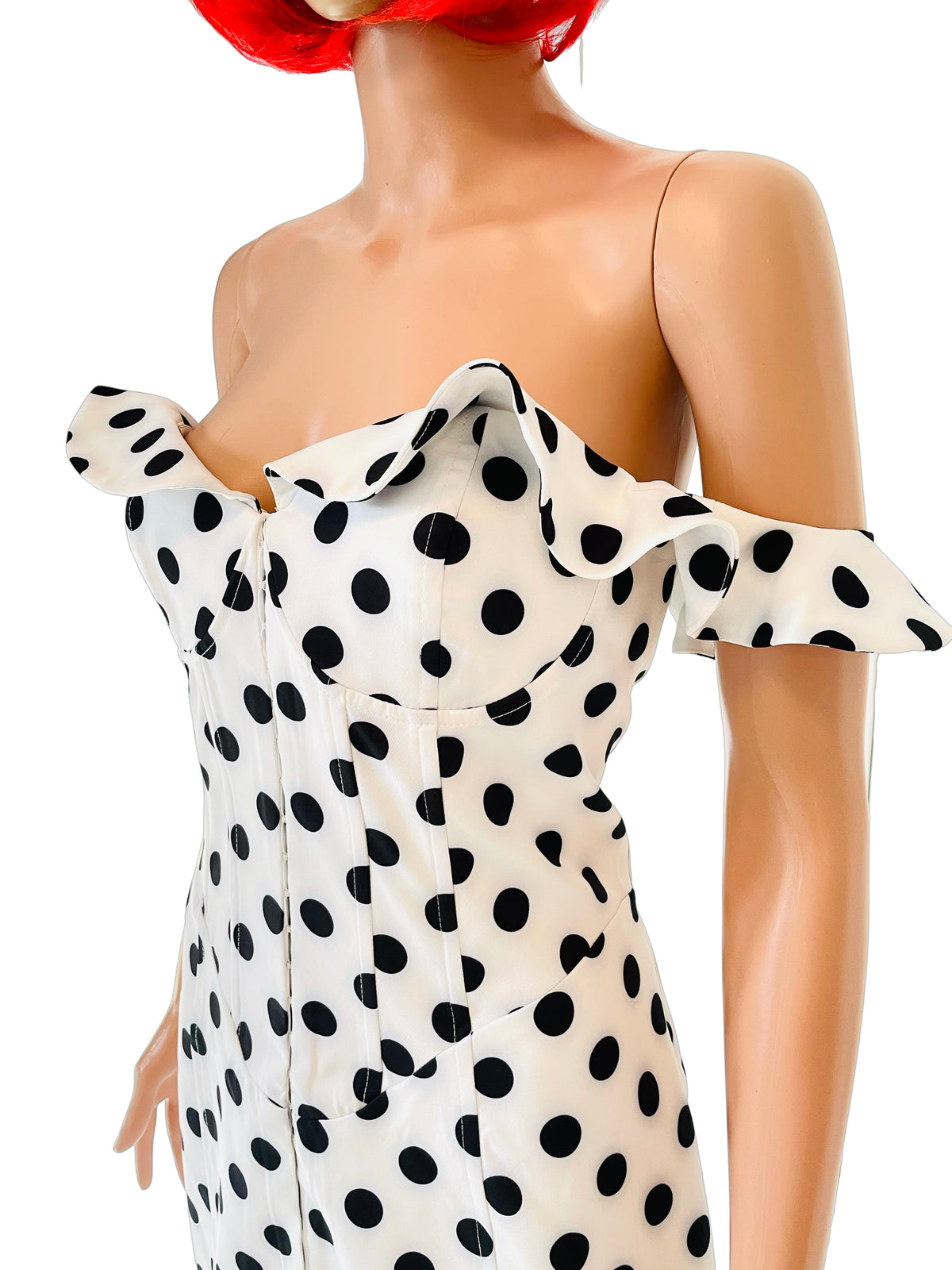 White Polka Dot Body Con Dress