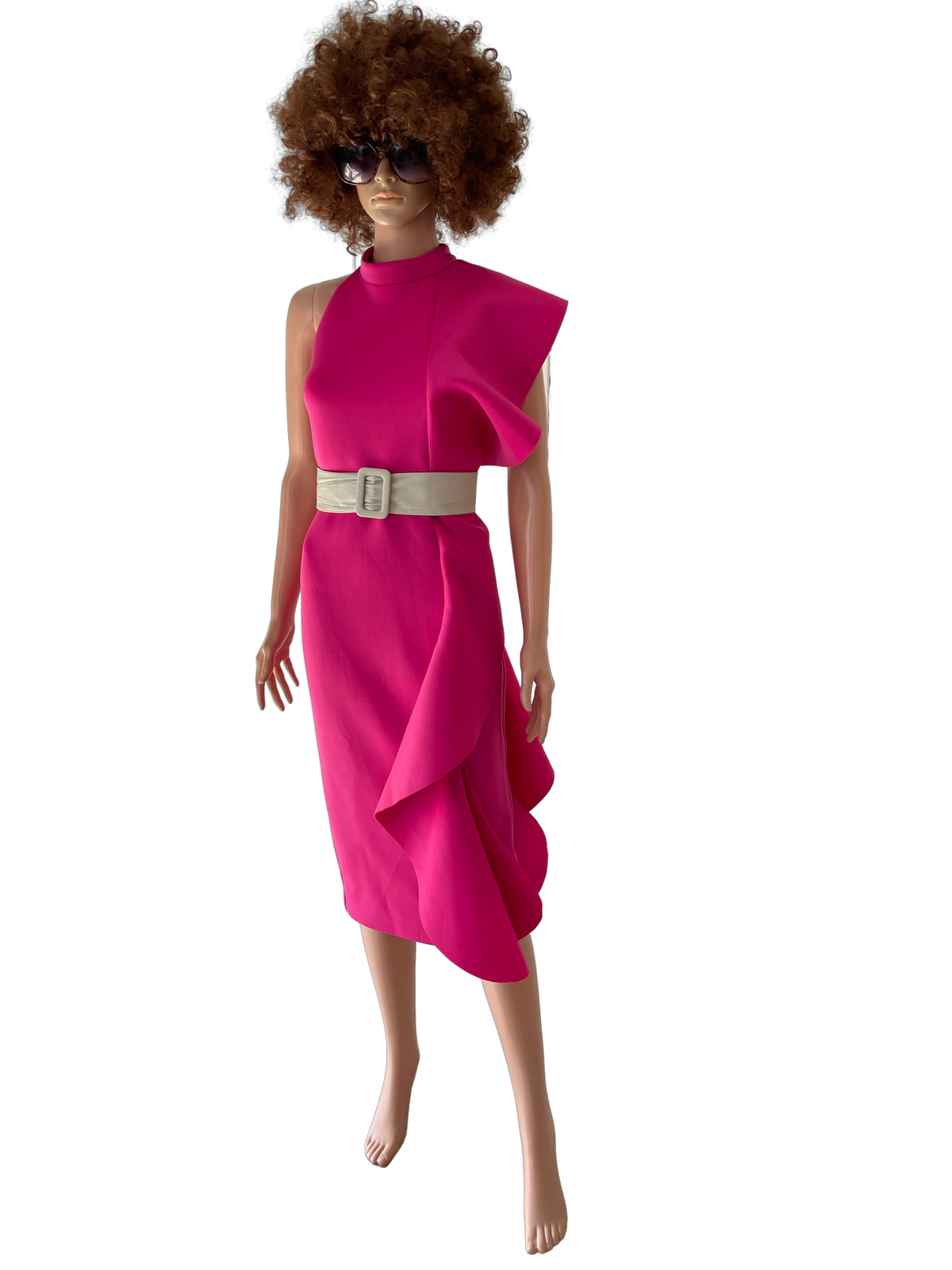 Cherry pink midi body con dress in scuba material