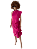 Cherry pink midi body con dress in scuba material