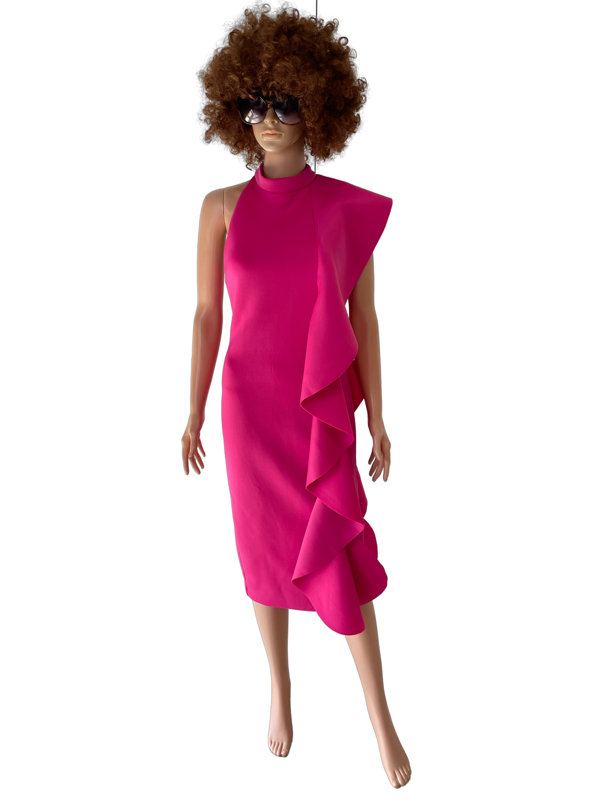 Cherry pink midi body con dress in scuba material