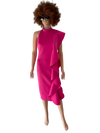 Cherry pink midi body con dress in scuba material