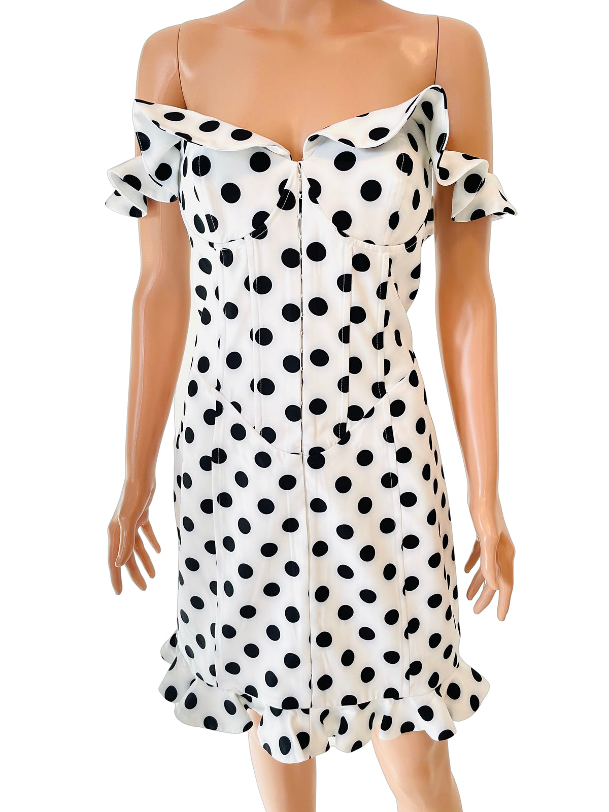 White Polka Dot Body Con Dress