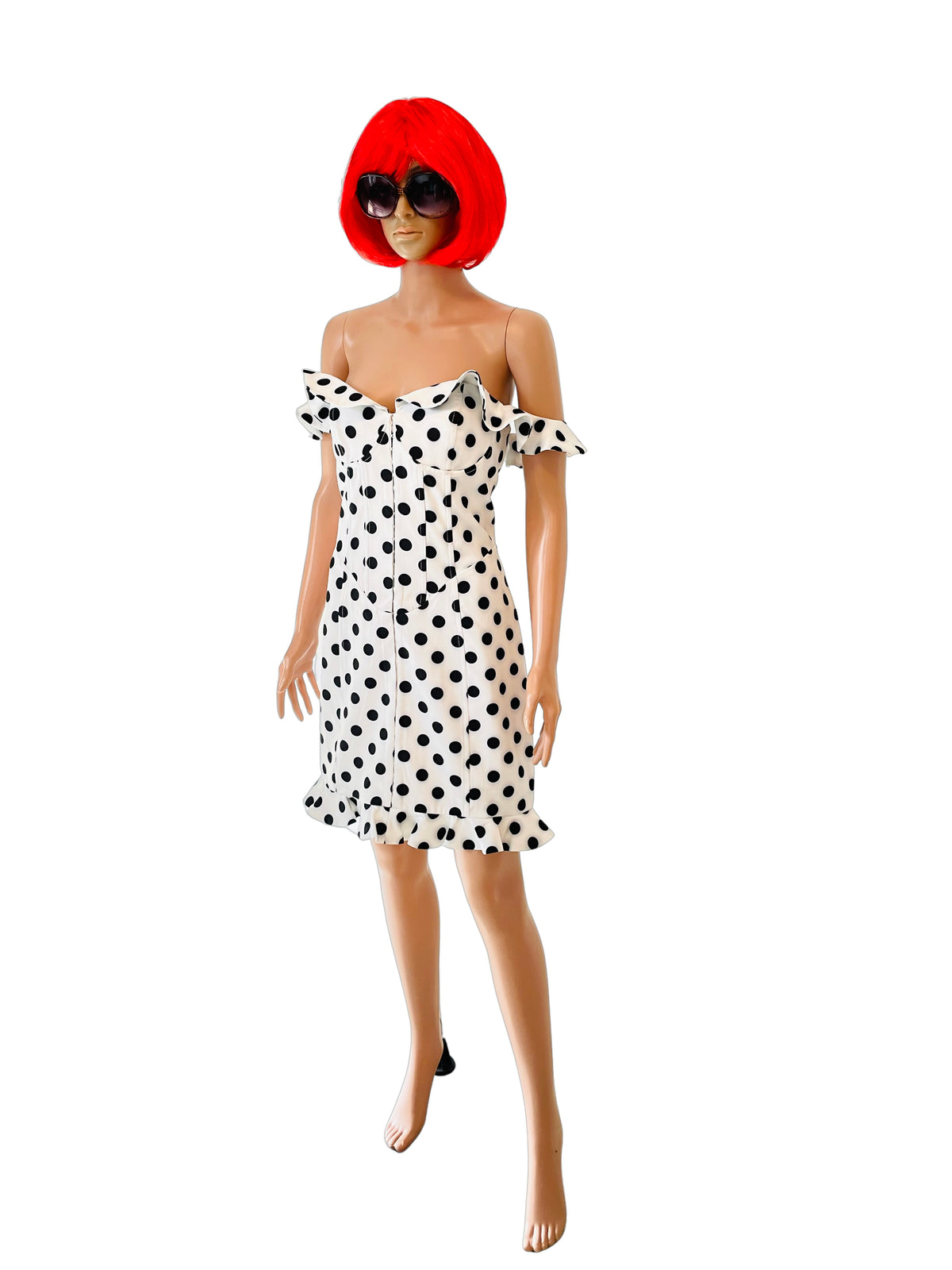 White Polka Dot Body Con Dress