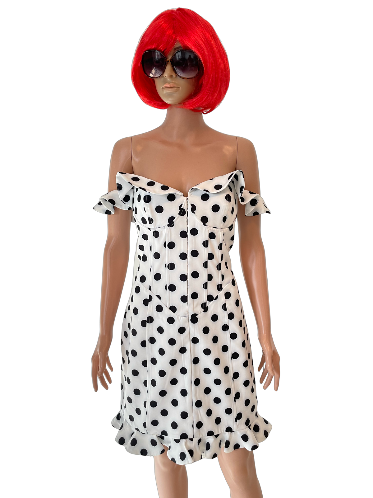 White Polka Dot Body Con Dress