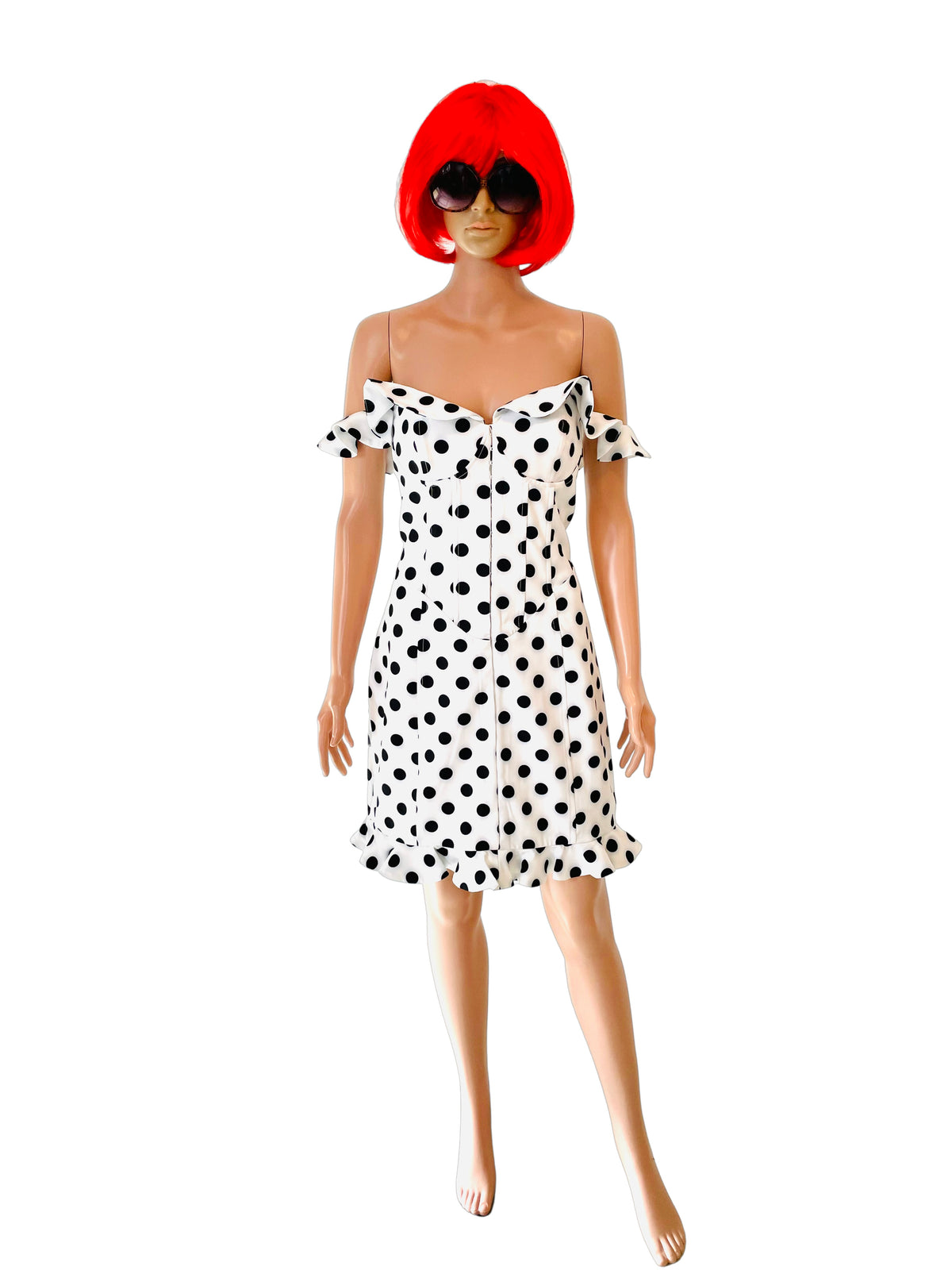 White Polka Dot Body Con Dress