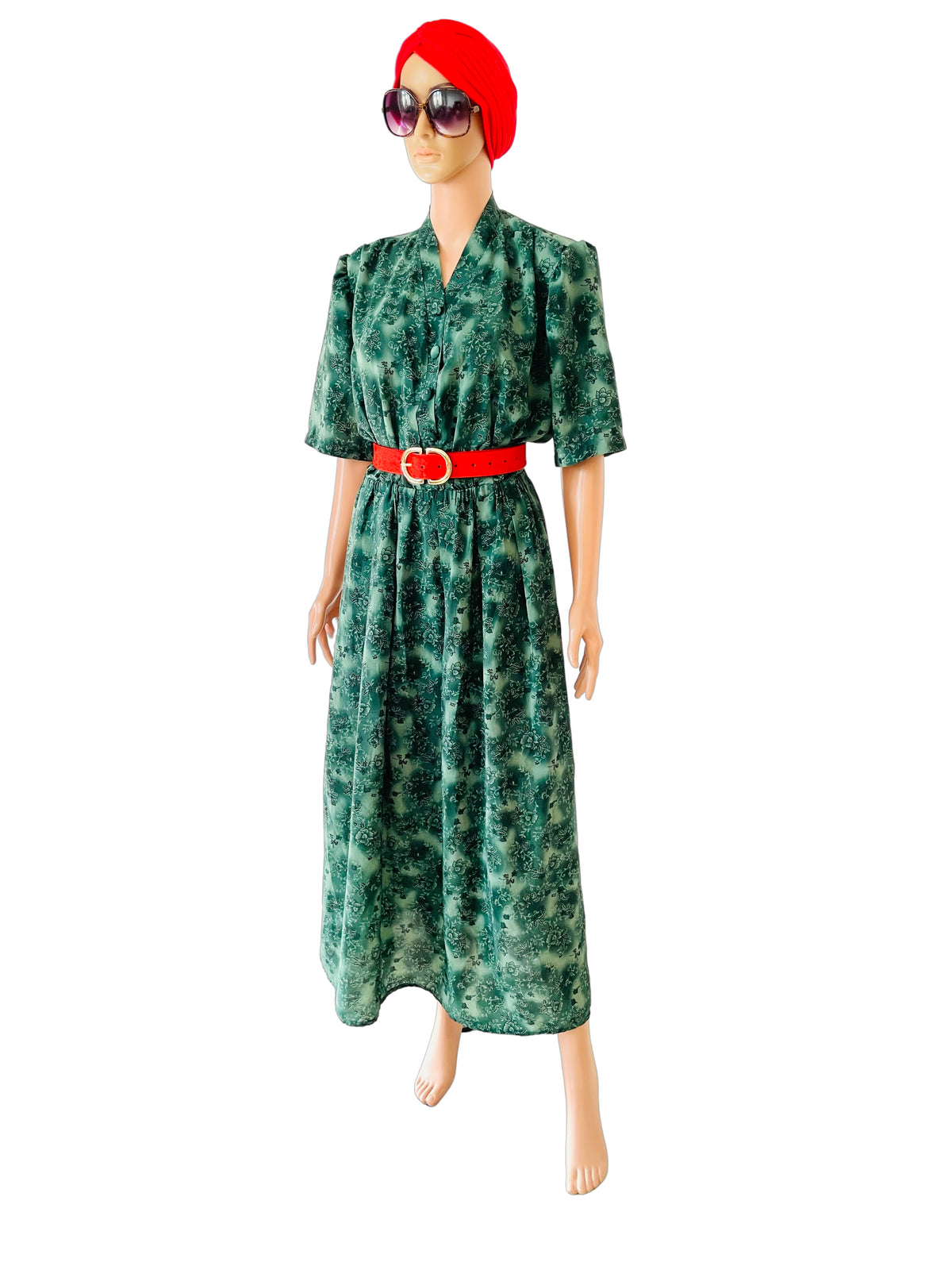 Vintage 1940's Maxi Green Land Girl Dress