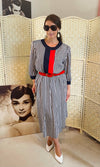 Rent Vintage navy and red stripped 1980's midi dress