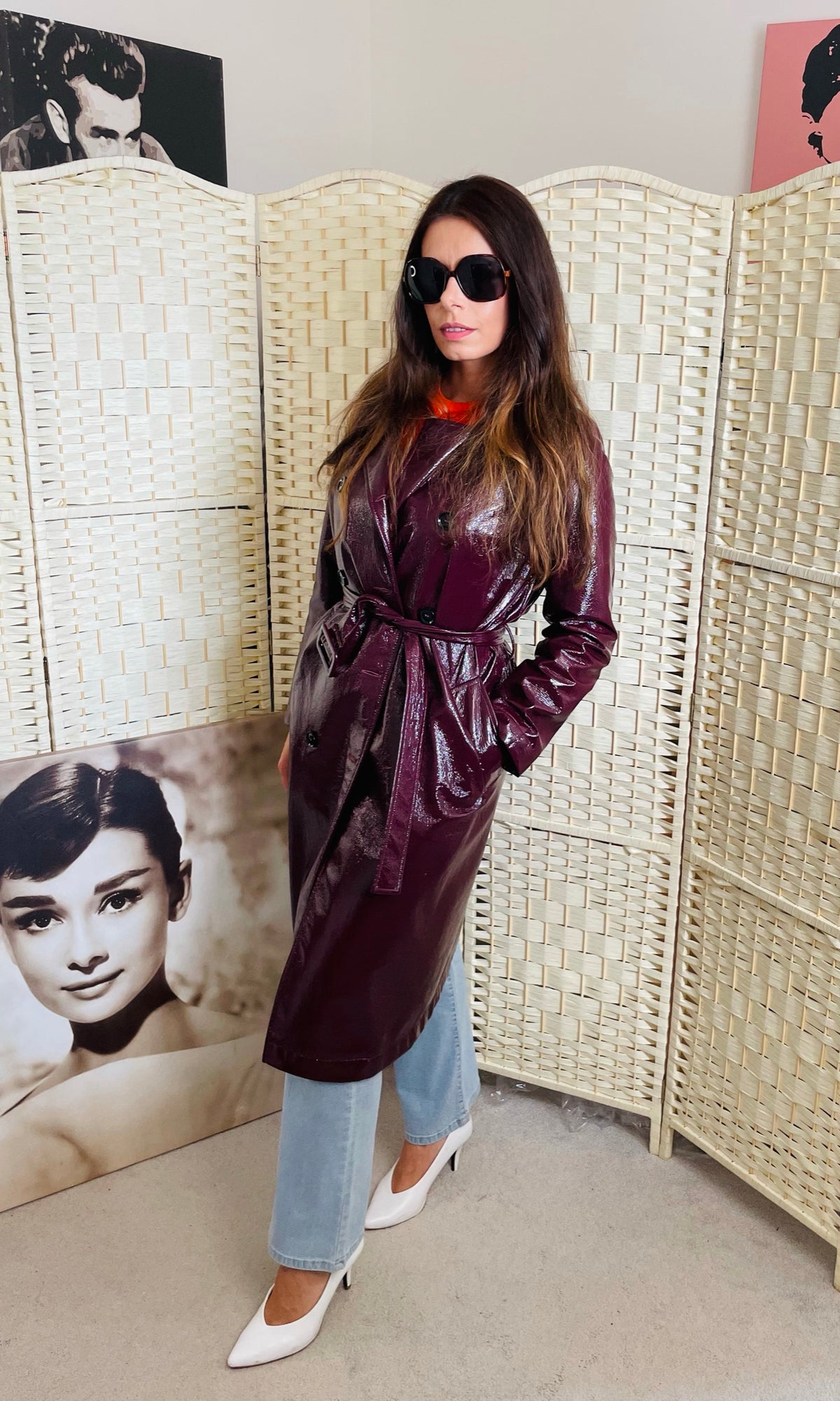 RENT Red Vinyl Trench Coat WearMyWardrobeOut RENT Red Vinyl Trench Coat WearMyWardrobeOut